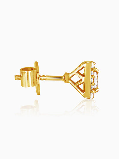 Golden Zircon Square Halo Earrings