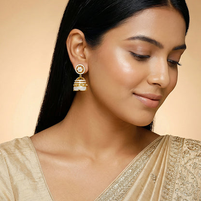 Golden Pali Jhumki Earrings
