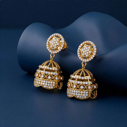 Golden Pali Jhumki Earrings