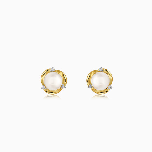 Golden Mae Pearl Stud Earrings