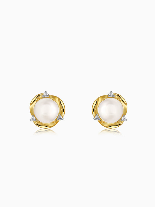 Golden Mae Pearl Stud Earrings