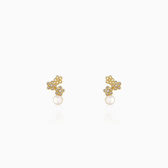 Golden Downey Pearl Earrings