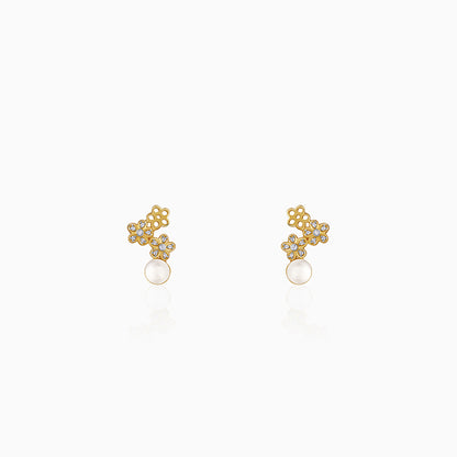 Golden Downey Pearl Earrings