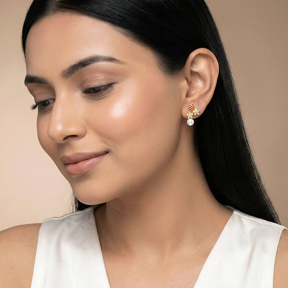 Golden Downey Pearl Earrings