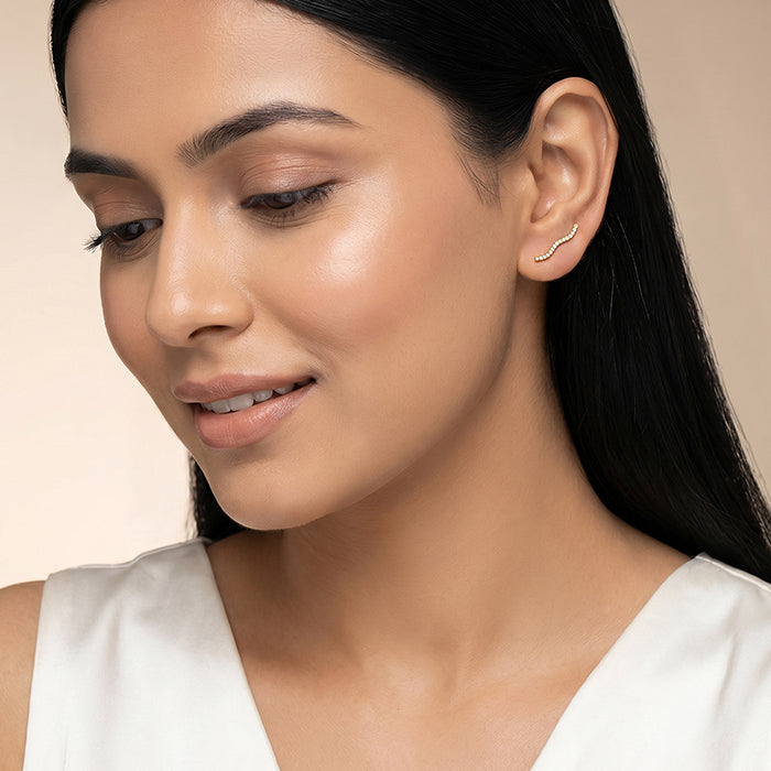 Golden Twilight Curve Climber Earrings