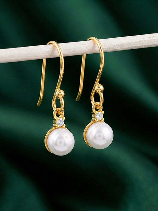 Golden Eva Pearl Drop Earrings