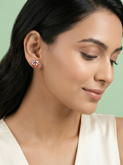 Silver Paulette Pearl Stud Earrings