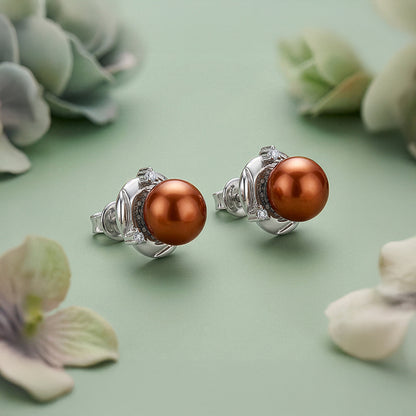 Silver Paulette Pearl Stud Earrings