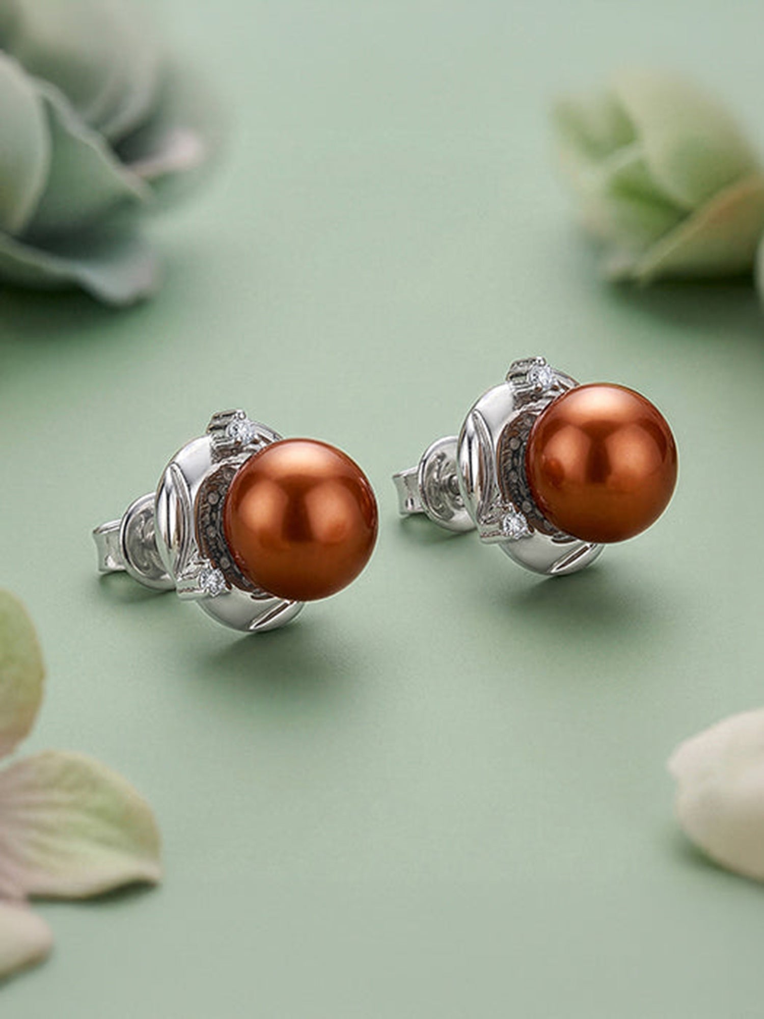 Silver Paulette Pearl Stud Earrings