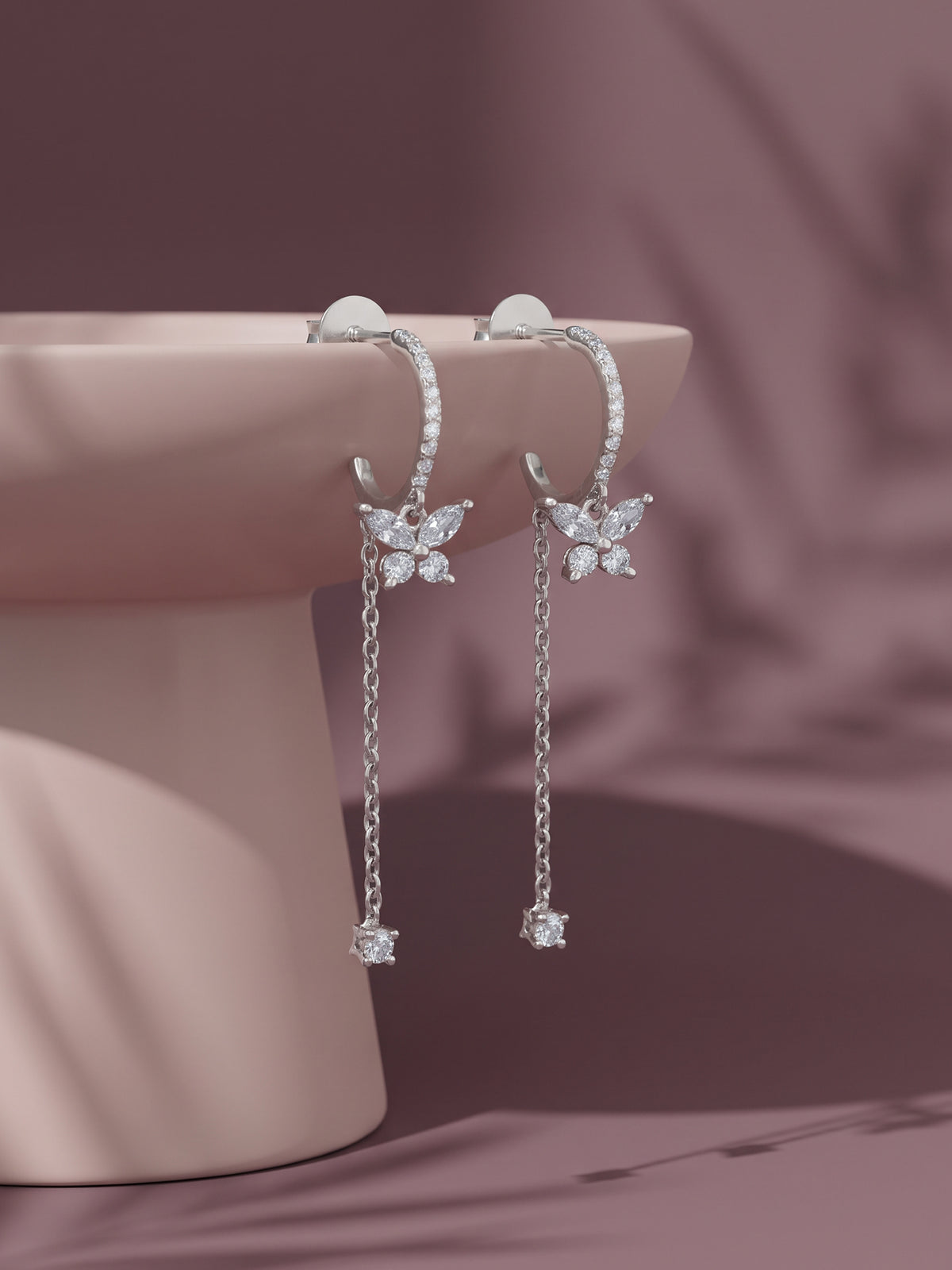 Silver Monarch Cascade Dangler Earrings