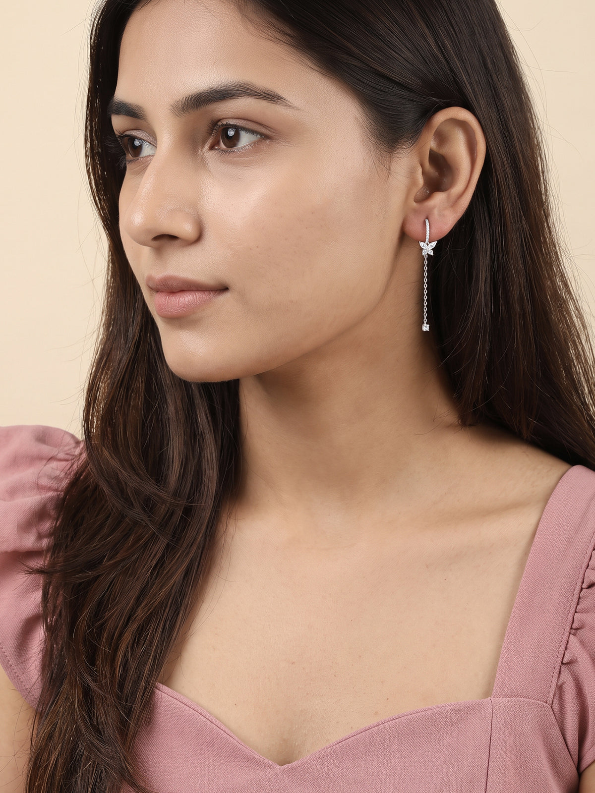 Silver Monarch Cascade Dangler Earrings