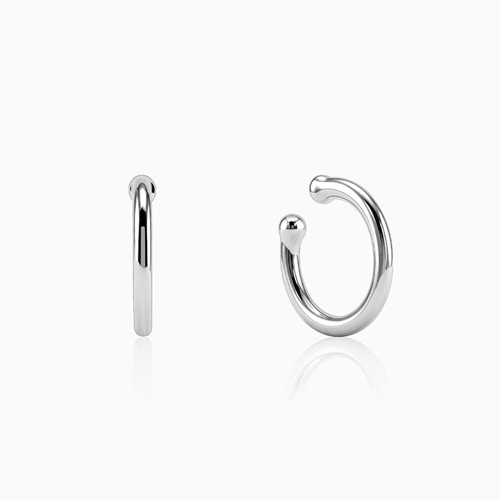 Silver Double Note Cuff Earrings
