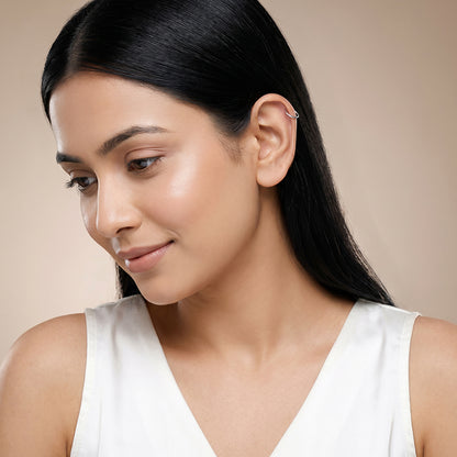 Silver Double Note Cuff Earrings