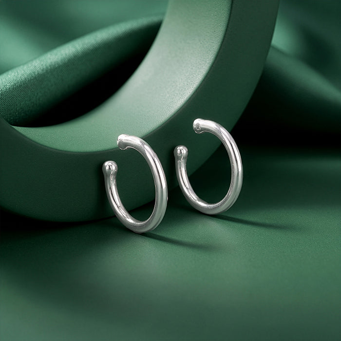 Silver Double Note Cuff Earrings