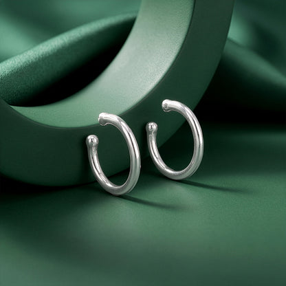 Silver Double Note Cuff Earrings