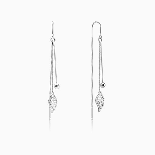 Silver Leaf Bead Sui Dhaga Earrings