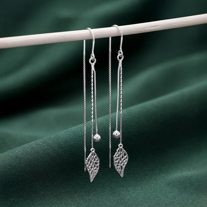 Silver Leaf Bead Sui Dhaga Earrings