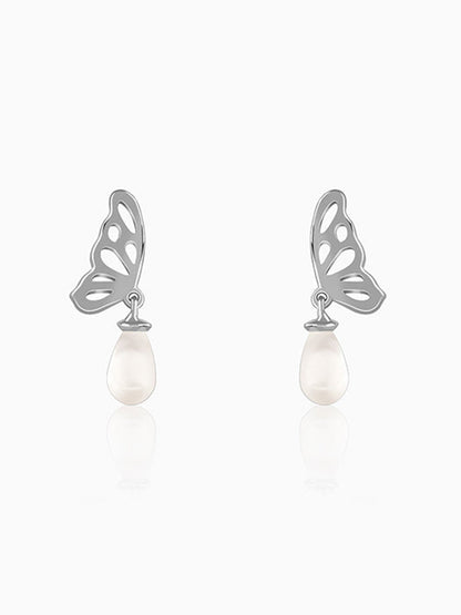 Silver Gloria Pearl Drop Earrings