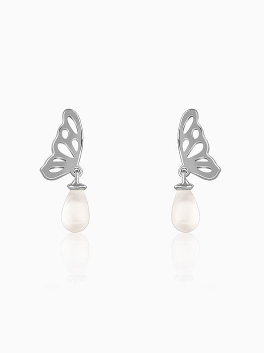 Silver Gloria Pearl Drop Earrings