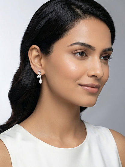 Silver Gloria Pearl Drop Earrings
