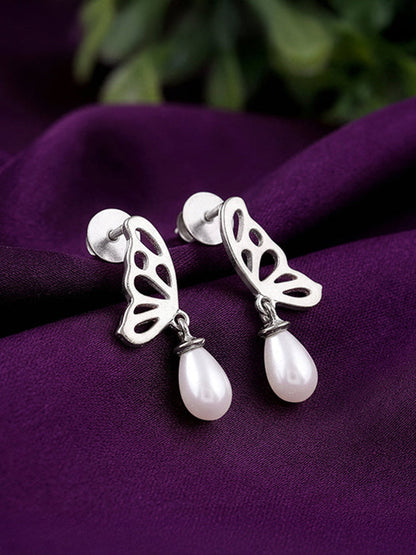 Silver Gloria Pearl Drop Earrings