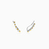Dual Tone Stellar Spike Silver Climber Earrings