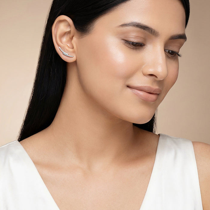 Silver Bar Climber Earrings