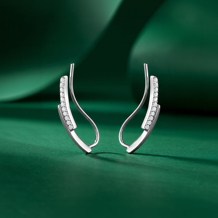 Silver Bar Climber Earrings