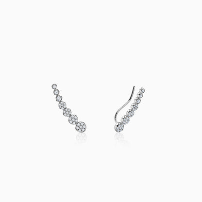 Silver Rise in Circles Climber Earrings