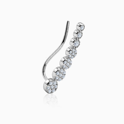 Silver Rise in Circles Climber Earrings