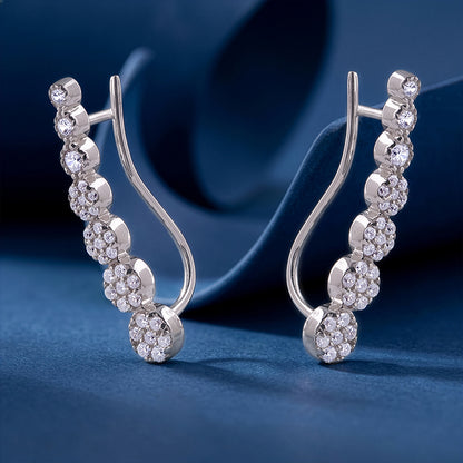 Silver Rise in Circles Climber Earrings