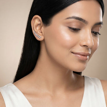 Silver Soft Vine Climber Earrings