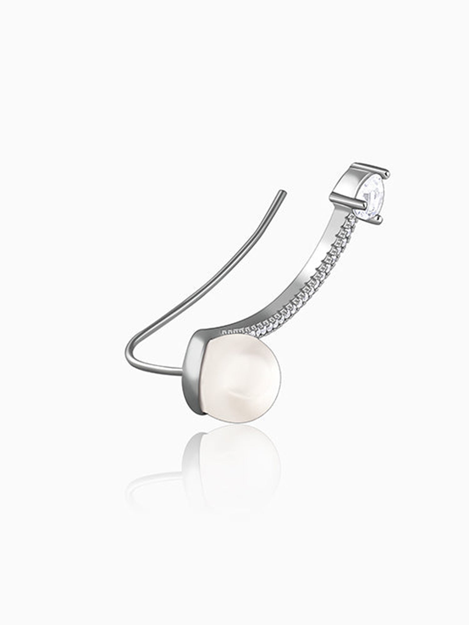Silver Gina Pearl Climber Earrings