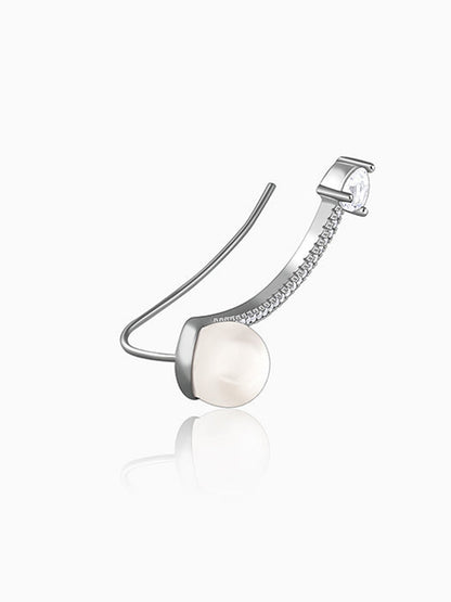 Silver Gina Pearl Climber Earrings