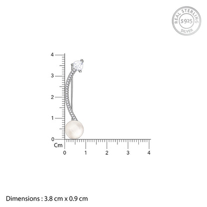 Silver Gina Pearl Climber Earrings