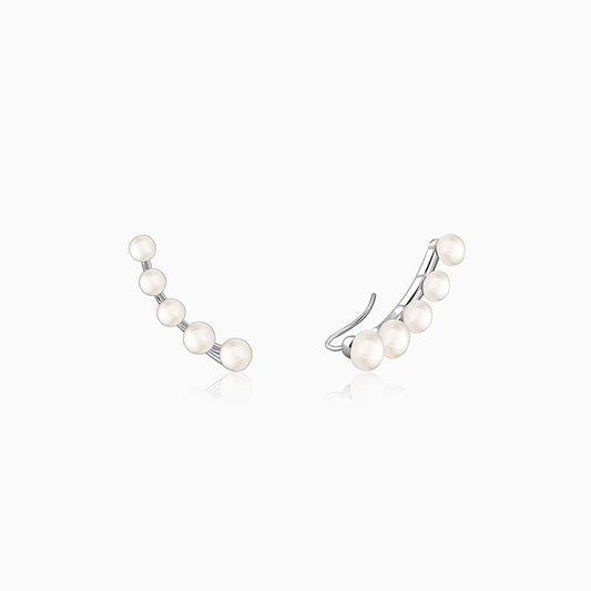 Silver Susan Pearl Climber Earrings