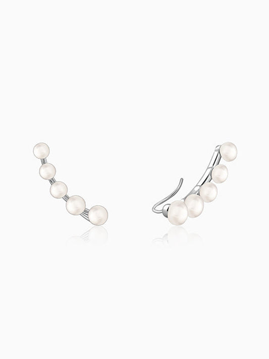 Silver Susan Pearl Climber Earrings