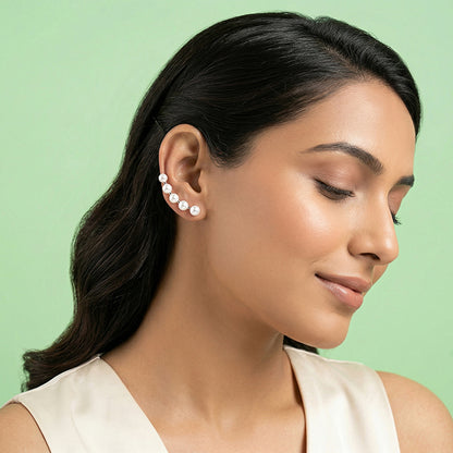 Silver Susan Pearl Climber Earrings