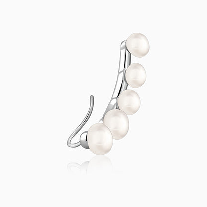 Silver Susan Pearl Climber Earrings