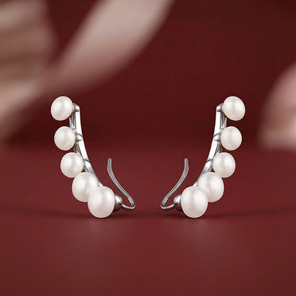 Silver Susan Pearl Climber Earrings