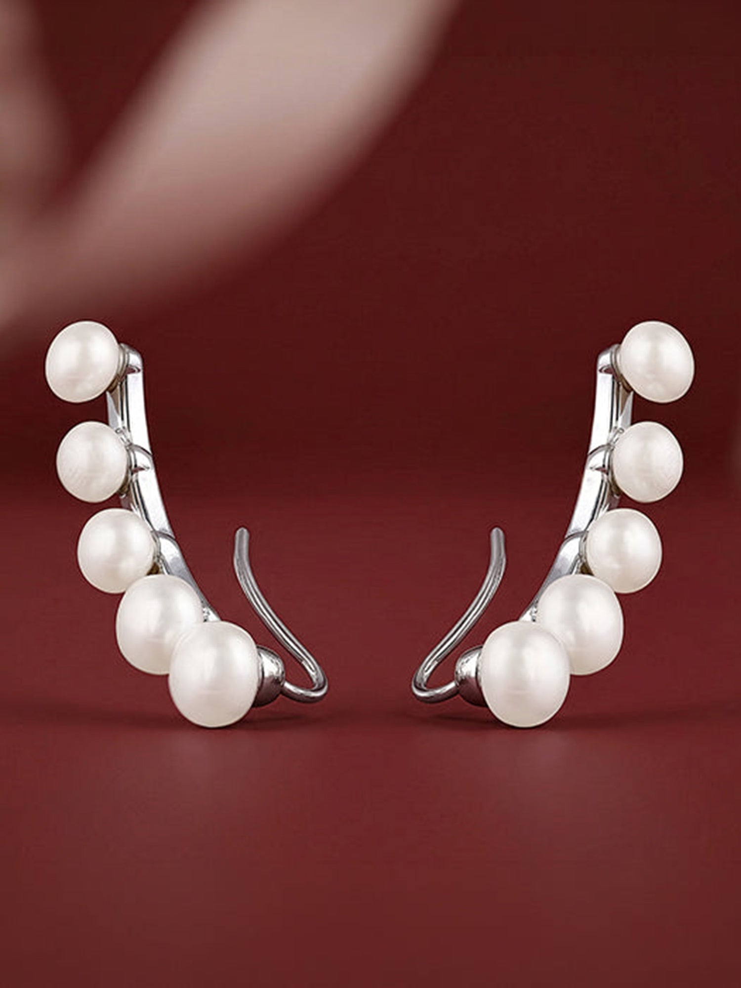 Silver Susan Pearl Climber Earrings