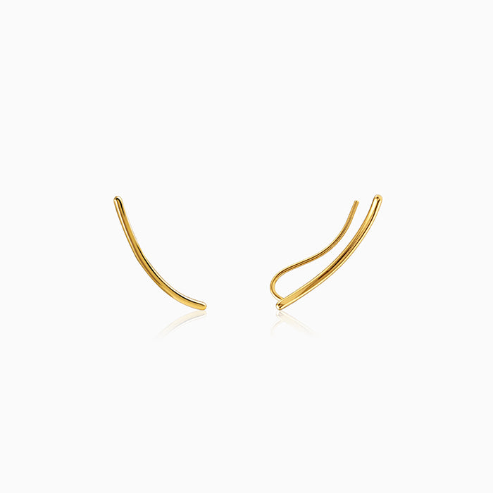 Golden Flow Edge Climber Earrings