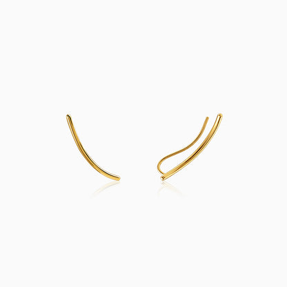 Golden Flow Edge Climber Earrings