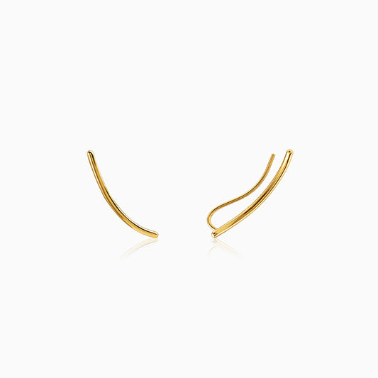Golden Flow Edge Climber Earrings