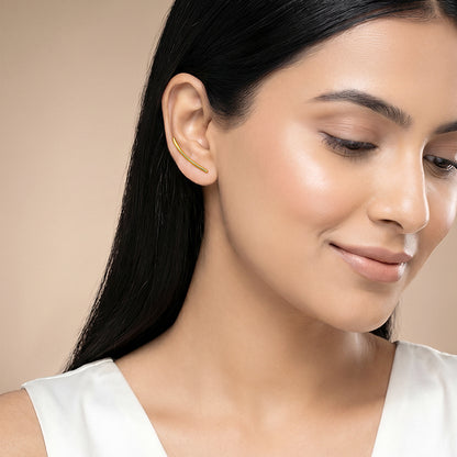 Golden Flow Edge Climber Earrings