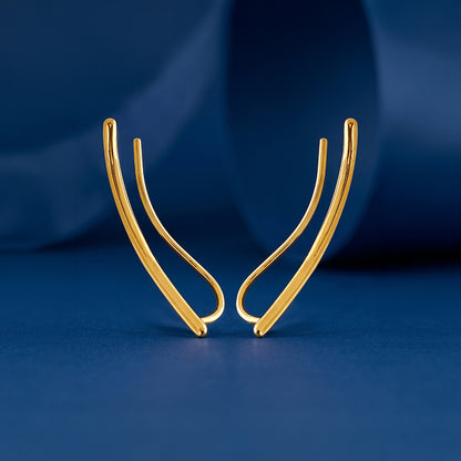 Golden Flow Edge Climber Earrings