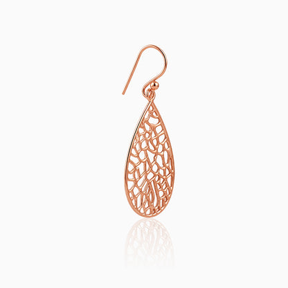 Rose Gold Lattice Teardrop Filigree Earrings