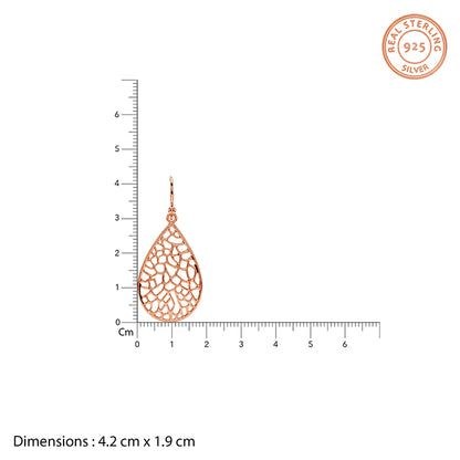 Rose Gold Lattice Teardrop Filigree Earrings
