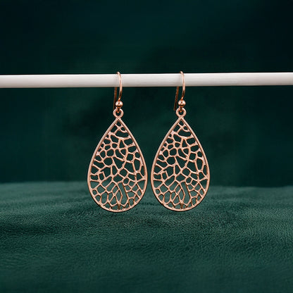 Rose Gold Lattice Teardrop Filigree Earrings