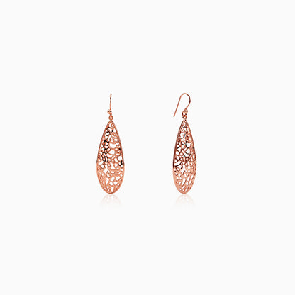Rose Gold Oval Filigree Earrings